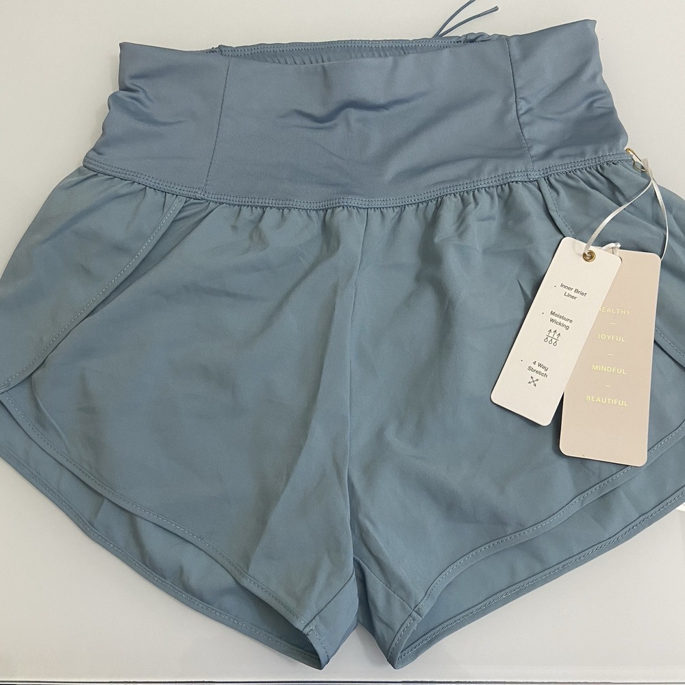 Women's Love‎ Tree Running Shorts Blue Pull On Athletic Lined High waisted Small